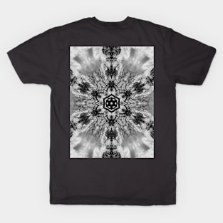 Black and White Contemporary Geometric Textile Pattern T-Shirt